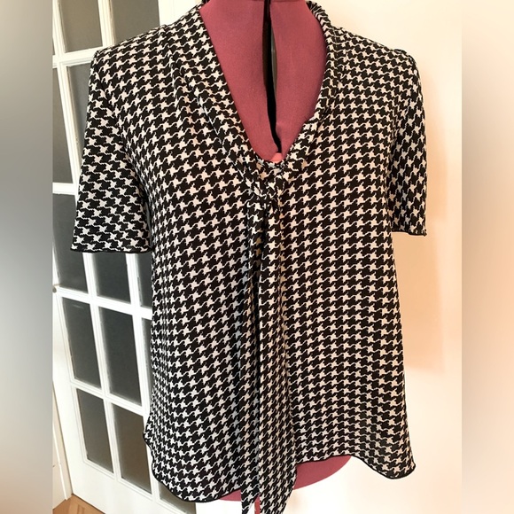 twik Tops - Twik Black and White Houndstooth Blouse